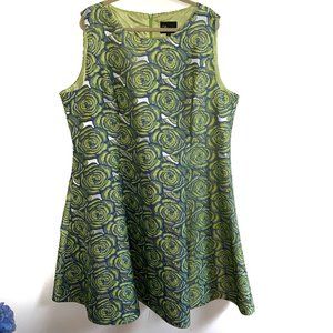 DIANA Jacquard Lime Green, Blue & Silver Dress